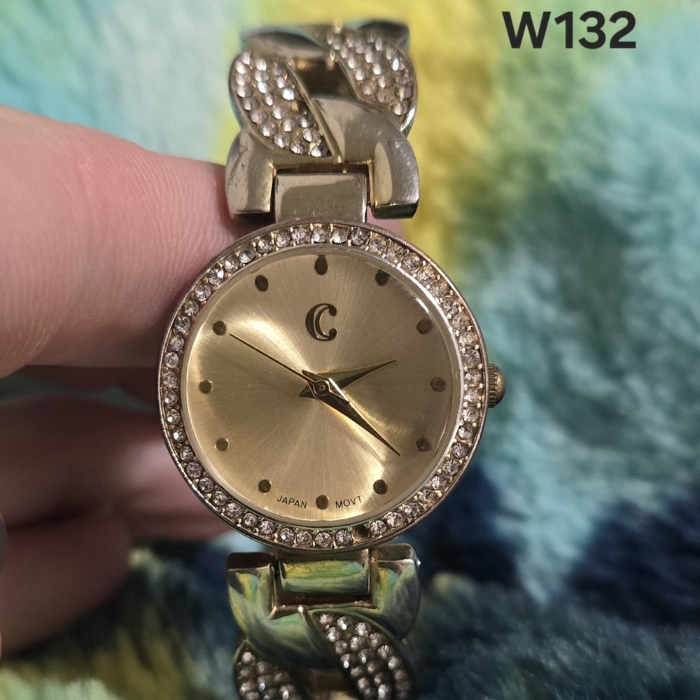 Charming Charlie Mystic Cuff Watch – Gold Tone & Crystals